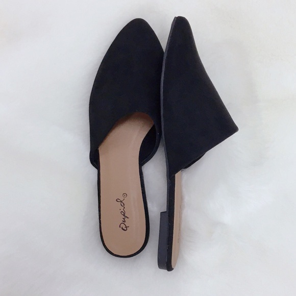 Faux Suede Black Open Heel Mule - Picture 6 of 12